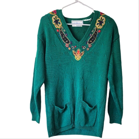 COPY - Vintage  oversized Green Northern isles sweater size small with pockets … - Picture 1 of 5